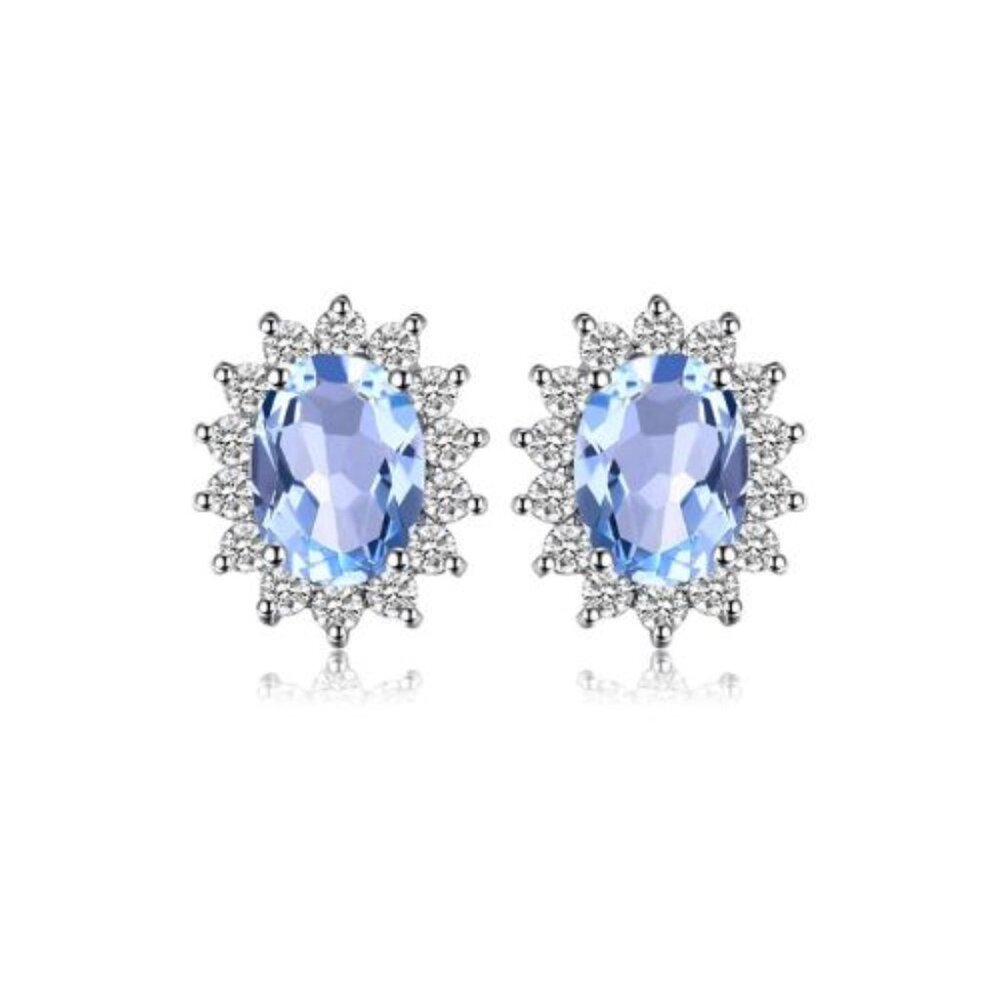 🩵 Sky Blue Topaz Earrings - 925 Sterling Silver 💋 - Picture 4 of 6